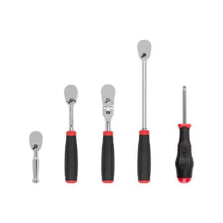 Tekton 1/4 Inch Drive Comfort Grip Ratchet and Spinner Handle Set (5-Piece) SDR99010